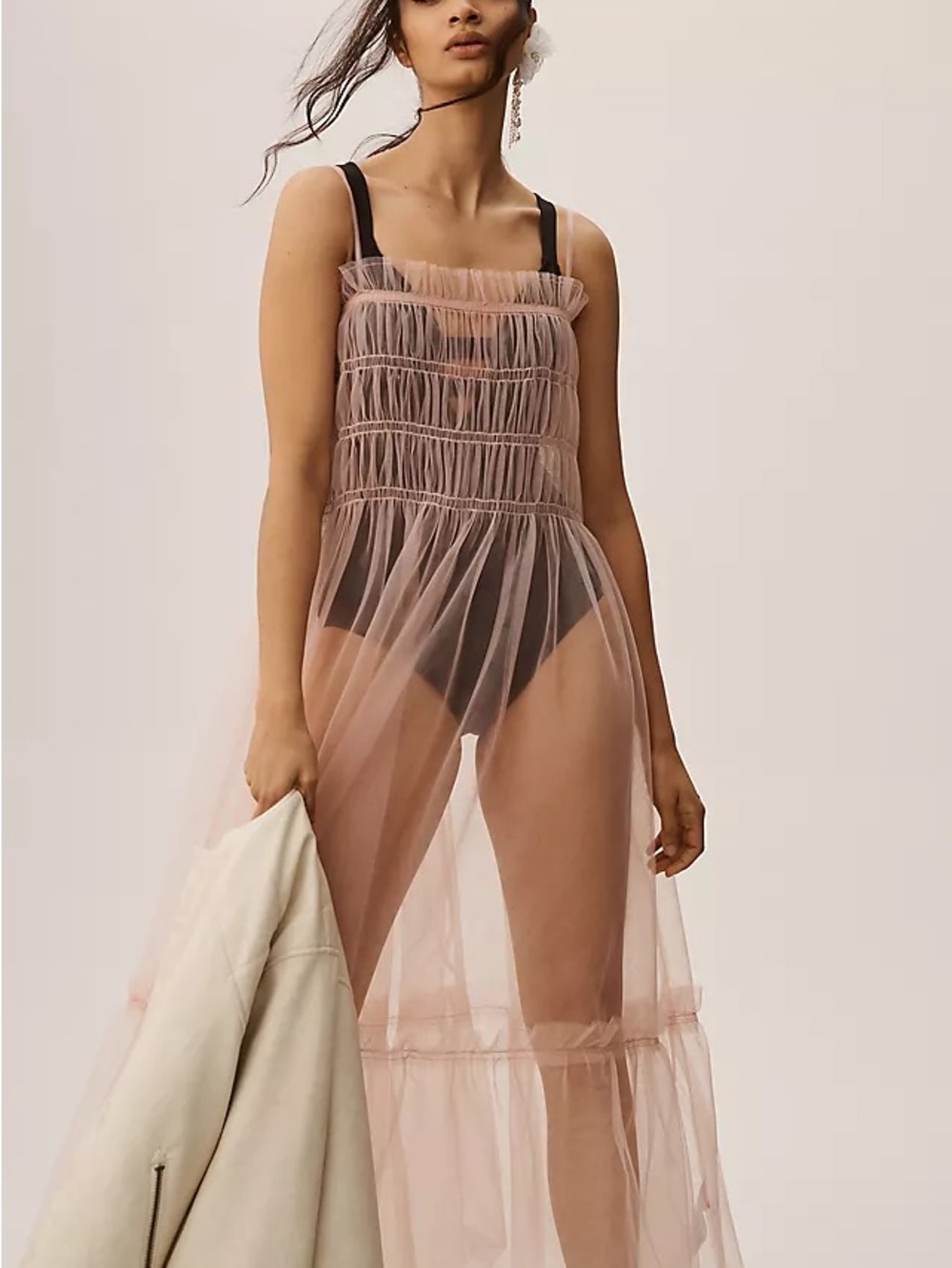 Anthropologie Sheer Smoked Slip Dress